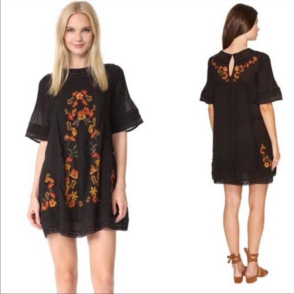 Free People Perfectly Victorian Embroidered Mini Dress Size S